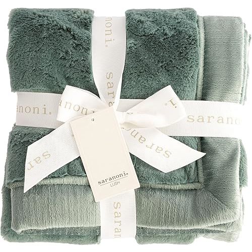 SARANONI Luxury Receiving Blankets for Babies | Ultra-Soft Lush and Boutique Quality Baby Blanket | Eucalyptus - 40” x 30”