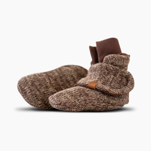 Goumi Kids Organic Knit Stay-On Baby Booties - Bark, 3-6 M