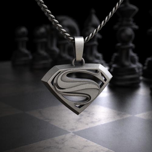 Superhero Shield Pendant Necklace, Sterling Silver Hero Emblem Necklace, Comic Style Symbol Charm, Hero Logo Jewelry Gift