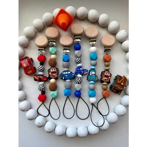 Radiator Springs pacifier clips- cars- babies- pacifier holder- pacifiers- gift for baby shower- mater- lightning McQueen- tow mater- cactus