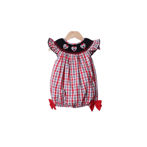 Smocked Red BullDog Bow Bubble