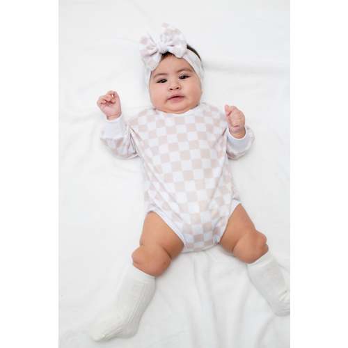 Neutral Checker Bubble Romper