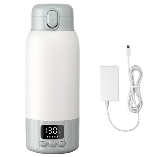 Portable Bottle Warmer for Baby, Fast Heating Milk Warmer On The Go, 17 OZ Water Warmer for Breast Milk, Formula, Water, Temp Control 98°F -131°F, Baby Essentials for Outdoor Airplane Car Travel