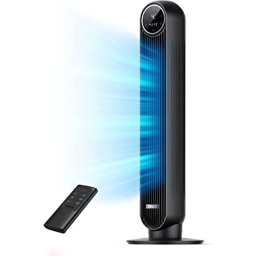 Dreo Nomad One Tower Fans for Home, 24ft/s Velocity Quiet Cooling Fan, 90° Oscillating Fans for Indoors with 4 Speeds, 4 Modes, 8H Timer, Bladeless Fan, Standing Floor Fans, Black, (DR-HTF007)