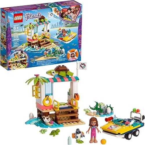 LEGO Friends Turtles Rescue Mission 41376 Rescue Building Kit with Olivia Minifigure and Toy Turtles, Includes Toy Rescue Vehicle and Clinic for Pretend Play (225 Pieces)