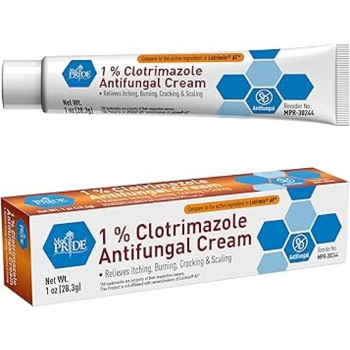 MED PRIDE 1% Clotrimazole Antifungal Cream 1oz- Fungus Skin Care Treatment with - Jock Itch Body Ointment - Fights Infection, Sweat Rash, Athletes Foot, Ringworm & Relieves Itching, Burning