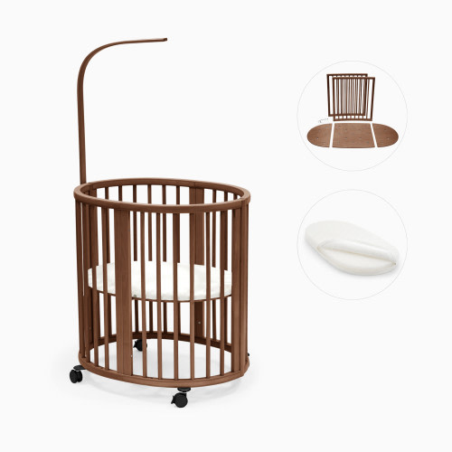 Stokke Sleepi3-in-1 Convertible Crib with Mattresses and Extension Kit - White/Warm Brown