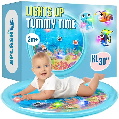 SplashEZ 30" Light-Up Tummy Time Water Mat for Babies with 3 - TikTok Shop