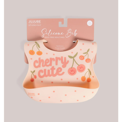 JuJuBe x Studio Oh! Food-Grade Silicone Bib - Cherry Cute by Doodle By Meg