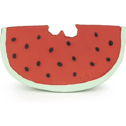 Oli & Carol Natural Rubber Teether - Fruit Shaped Teething Toy for Babies 0-12 Months | Baby Teething Relief | Teethers for Infants 0-6 & 6-12 Months | Natural Hevea Rubber (Wally The Watermelon)