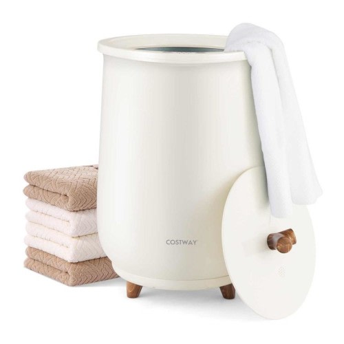 Costway 23L Towel Warmer Bucket Large Bucket-Style Hot Towel Steamer w/Fragrant Disc Holder/3 Heat Levels/Timer Bathroom Grey