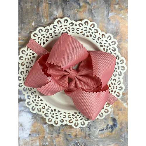 5.5" Oversize Scalloped Hair Bow | Clip or Headband