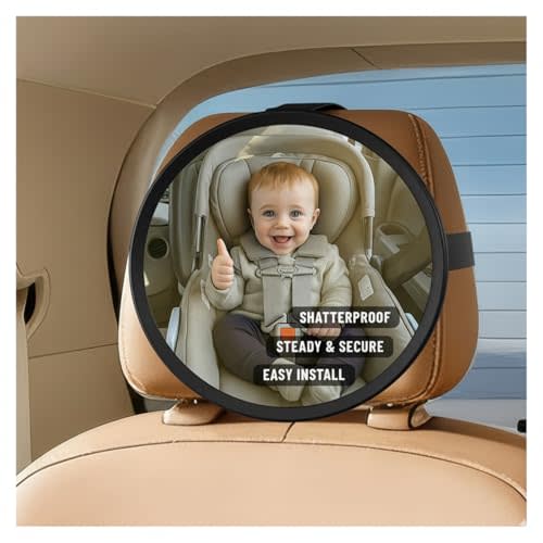 Baby Car Mirror for Rear Facing Carseat– 360° Adjustable, Shatterproof, Wide Angle View, Easy Installation, Fits Car, SUV & Truck, Lightweight Safe Design