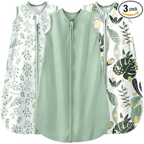 Yoofoss Baby Sleep Sack 6-12 Months Wearable Blanket for Babies 100% Organic Cotton 2-Way Zipper TOG 0.5 Toddler Sleeping Sack 3 Pack, Soft Lightweight Sleep Sacks