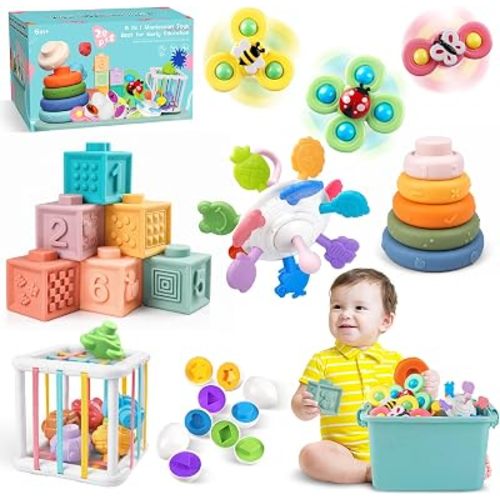 Plunack Montessori Baby Toys 6 in 1 Sensory Developmental Learning Set