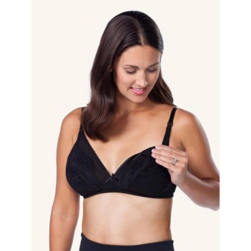 Leading Lady Women's The Monroe - Unpadded Wireless Lace Nursing Bra Black 38DDD