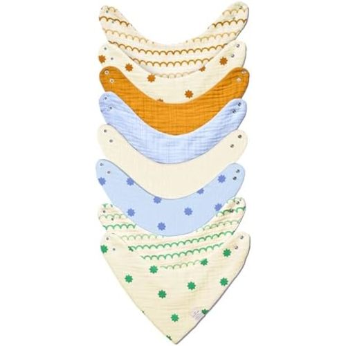 Bandana Bibs - 100% Organic Premium Muslin Cotton, 7-Layers for Drooling, Teething, Feeding