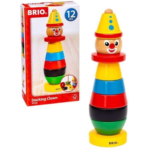 BRIO Infant & Toddler 30120 - Stacking Clown - 9 Piece Wood Stacking Toy for Kids Ages 1 and Up