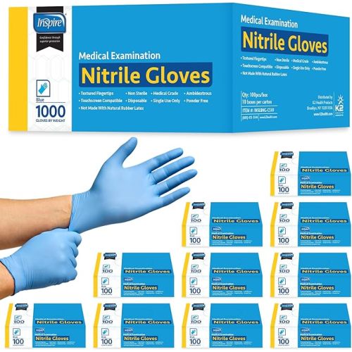Inspire Nitrile Exam Gloves | The Original Quality Stretch Nitrile Cobalt Blue | 4.5 Gloves Disposable Latex Free Medical EMT