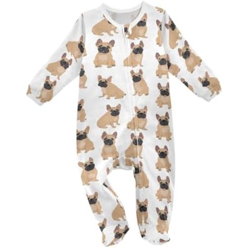 Dussdil Dog Pup Baby One-Piece Footies Newborn Rompers Pajamas Cotton Footed Pjs for Sleep Play Boys Girls