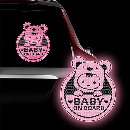 Baby On Board Sticker for Cars, Cute Koala High Intensity Reflective Waterproof Vinyl Car Decal Kids in Car Safety Sign for Car Window Bumper 6"x7" (Sticker-Pink)