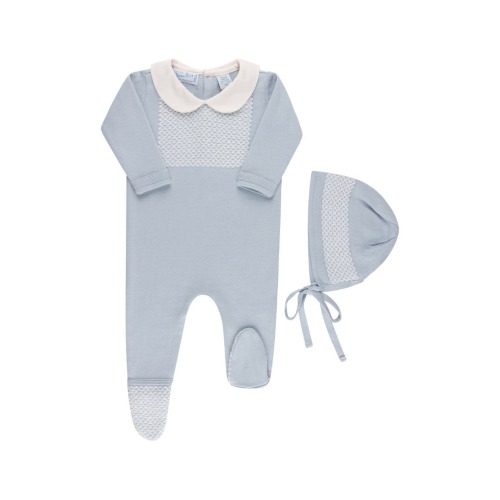 Jacquard Yoke Cotton Footie & Hat Set