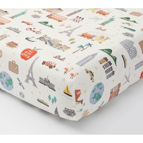 Rifle Paper Co. Globe Trotter Organic Crib Fitted Sheet