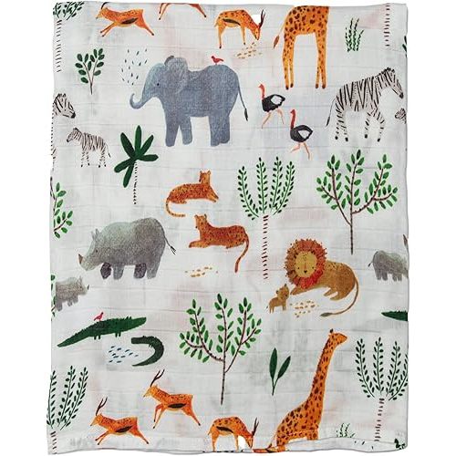 Loulou Lollipop Soft Baby Swaddle Blanket Muslin Wrap Receiving Blanket for Newborn to Toddler Girl and Boy, Large 47” by 47” - Safari Jungle…
