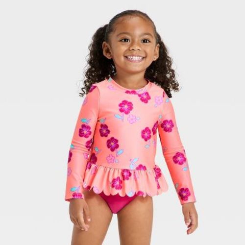 Baby Girls' Long Sleeve Rash Guard Set - Cat & Jack™ Pink 12M