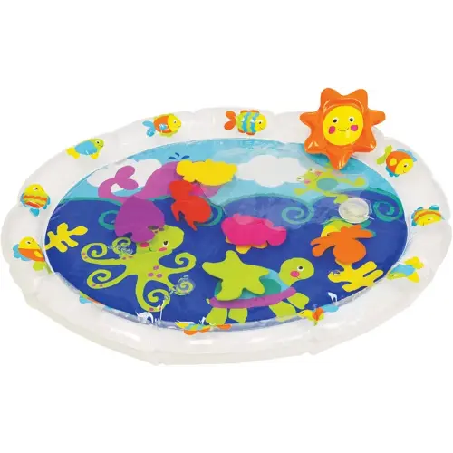 Kidoozie Pat 'n Laugh Water Mat for Infants and Toddlers Ages 3-18 Months; Encourage Tummy Time with 6 Fun Floating Sea Friends to Discover