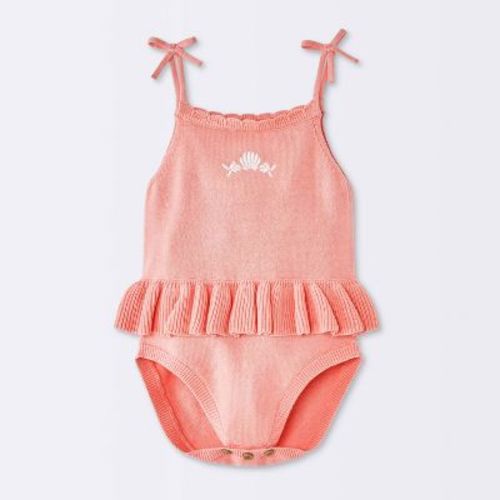 Baby Girls' Peplum Sweater Romper - Cloud Island™ Pink 6-9M