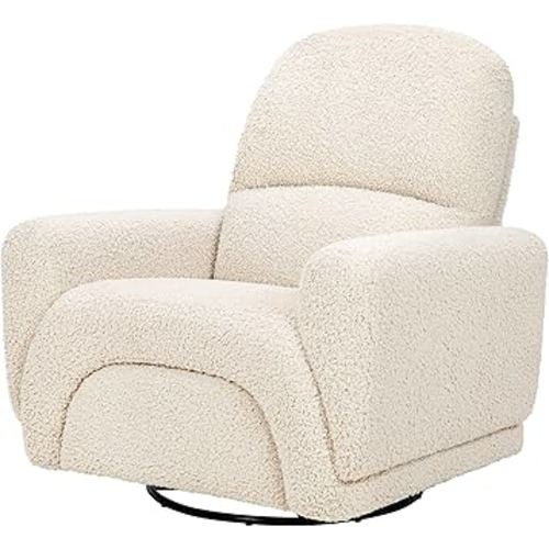 Babyletto Rainbow Recliner and Swivel Glider in Almond Teddy Loop, Greenguard Gold Certified and CertiPUR-US® Certified