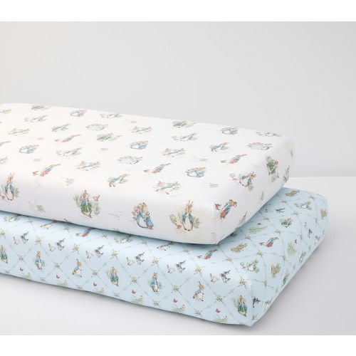 Peter Rabbit™  Blue Lattice Organic Crib Sheet Bundle, Set of 2