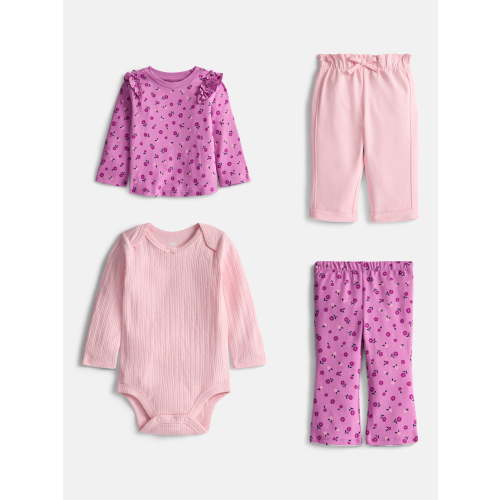 Wonder Nation Baby Girls Mix and Match Outfit Set, 4 Piece, Sizes 0-24 Months