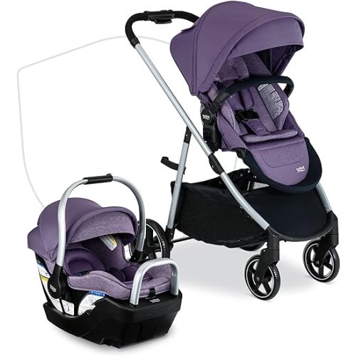 Britax Willow Grove SC Baby Travel System, Infant Car Seat and Stroller Combo with Alpine Base, ClickTight Technology, SafeWash, Pindot Iris