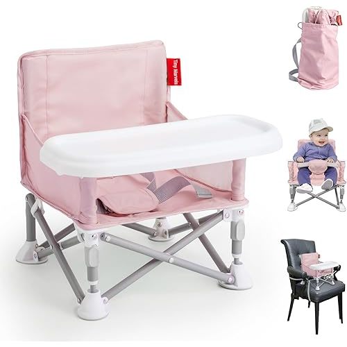 Tiny Marvels Silla de Bebé Portátil 3 en 1 – Silla Acogedora para Niños Pequeños, Asiento de Bebé con Bandeja, Asiento Elevador – Compacta, Plegable, Segura con Cinturón de Seguridad para Niños y