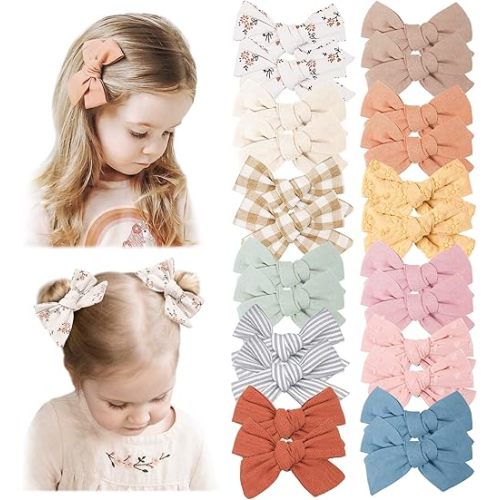 Niceye 24 PACK Baby Girl Hair Clips Set, Hair Bows Barrettes Handmade Accessories Alligator Clip for Babies Infant Toddlers Kids in Pairs