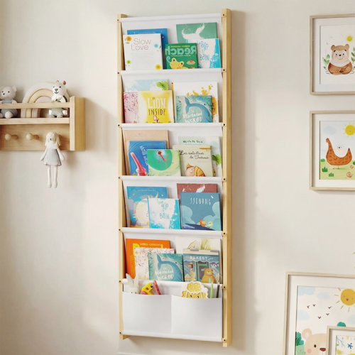 Isabelle & Max™ 4-Tier Wooden Wall Mounted Kids Bookshelf. Child Montessori Floating Bookcase For Nursery & Classroom, Hanging Bookcase Organizer, Kids Rooms, Toddler Book Shelf, Montessori Book Rack, Nursery Shelves, Wood Color | Wayfair