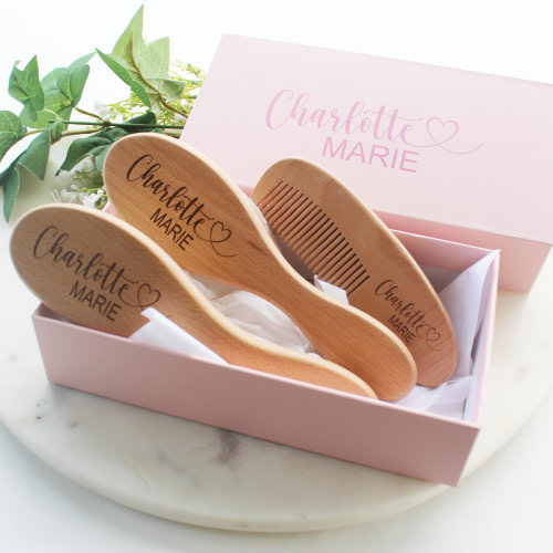 Personalized Baby Gift | Personalized Wooden Baby Hair Brush | Custom Baby Brush |  Baby Shower Gift Girls | Baby Keepsake Gift |