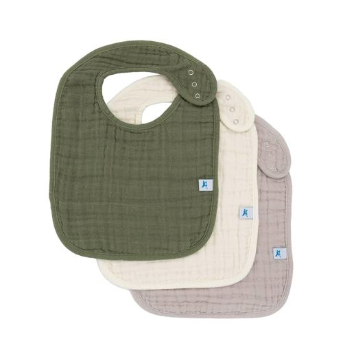 Little Unicorn Premium Classic Bib 3 pack | Adjustable as baby grows | Soft fabric on skin | Great for first time eaters (Fern 2)