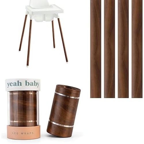 Yeah Baby Goods Highchair Leg Wraps (Walnut) - Compatible with The IKEA Antilop Highchair - Stylish IKEA High Chair Accessories w/Easy Self-Adhesive