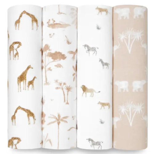 Safari Dreams Organic Cotton Swaddle 4 Pack | aden + anais