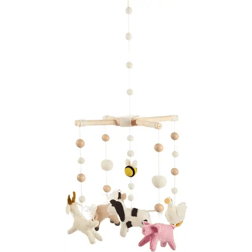 Mud Pie Nursery Crib Farm Animals Mobile, Multicolor