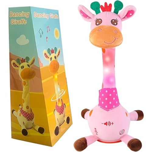 Emoin Dancing Talking Giraffe Toy for Baby Toddler, Dancing Giraffe Toy Singing Mimicking Recording Repeating What You Say with LED English Sing for Boys Girls Gift, 15 Second Recorde