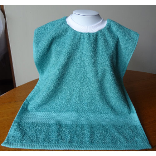 Teal Pullover Towel Bib: Absorbent Cotton With Black or White Ribbed Neck