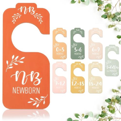Colorful Baby Clothes Dividers for Closet - 8 Pcs Wooden Baby Clothes Tags Organizer from Newborn to 24 Months Easily Organize Your Nursery Room for Girl and Boy