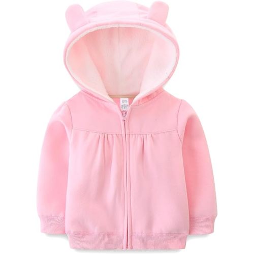 Baby Boy Girl Clothes Zip-Up Hoodies with Sherpa Lining Spring Fall Outerwear Coat