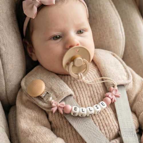 Custom Pacifier Clip Baby Girl Bow Paci Clip for Newborn | Infant Binky Holder | Baby Shower Gift