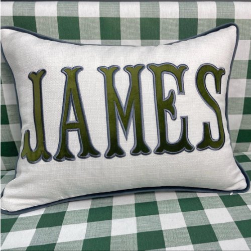 Personalized name pillow with appliqué monogram | Lumbar pillow with monogram | monogrammed nursery pillow