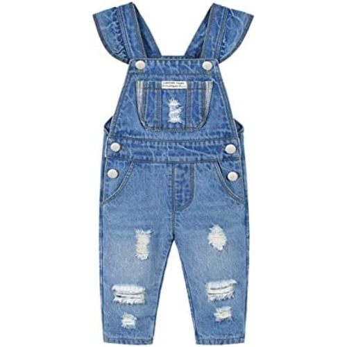 KIDSCOOL SPACE Baby Girl Boy Jean Overalls,Little Kid Bib Pocket Denim Workwear